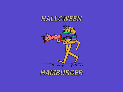 Halloween Hamburger arm blood cartoon diner eat halloween hamburger horror monster