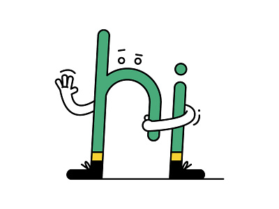 Hi character character design communicate conversation greet happy hello hi typo typographie wave