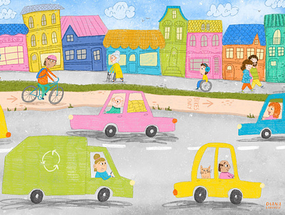 Busy Street book illustration children illustration colorful illustration illustration kids illustration procreate
