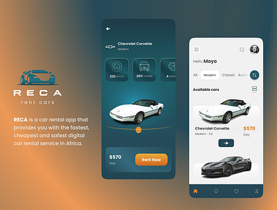 RECA Rent Cars App 3d animation app ui apps design branding business cover design dailyuichallenge design graphic design illustration inspiration logo motion graphics ui