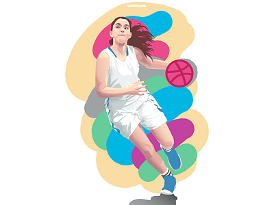 Hello Dribbble | Full vector illustration girl basketball