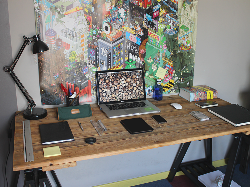 My new workspace desk office studio workspace home wood nature mac workstation