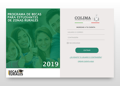 Prototype login Becas Rurales Government Colima colima design government login page prototype