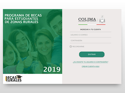 Prototype login Becas Rurales Government Colima