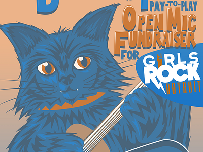 Birthday Party Open Mic Fundraiser cat cat art design digital art illustration music poster art