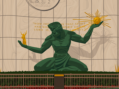 Spirit Of Detroit Statue Detail design detroit digital art illustration local landmarks poster art