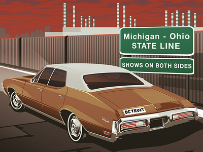 Michigan - Ohio Tour Poster Excerpt automotive classic car design detroit digital art illustration live music poster art vintage