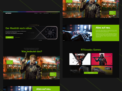 GeForce RTX Landing Page cyberpunk dark dark ui geforce homepage landingpage ui ui ux uiux videogame web webdesign website