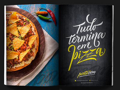Hand lettering pontocom advertise advertising calligraphy design handmade lettering magazine magazine ad pizza