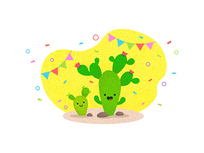 Cactus party cactus celebration confetti cute design dribbble fun graphic happy hello illustration illustrator joy party vector