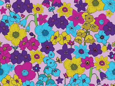 Funky Floral design floral art illustration repeating pattern seamless pattern vector vintage