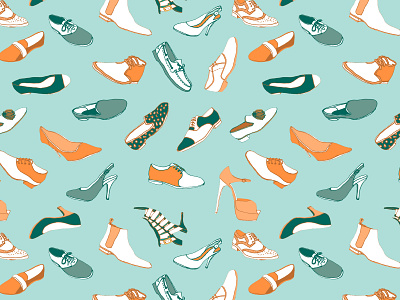 It's Raining Shoes! design drawing hand drawn illustration repeating pattern seamless pattern shoes vector