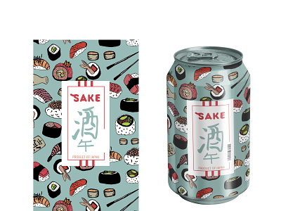 Sake Date, Anyone? design drawing graphic design illustration product label product label design repeating pattern sake seamless pattern sushi vector