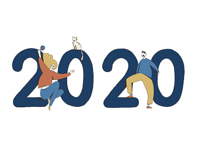 2020 2020 cat illustration