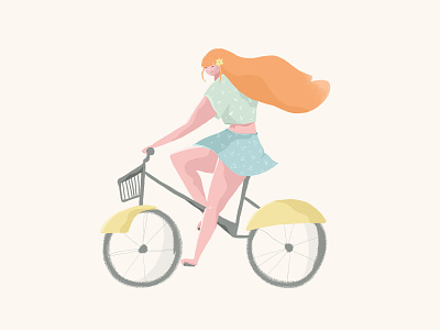 Bike bike illustration redhead