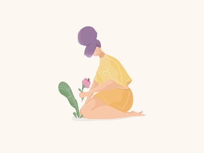 Planting flower girl illustration plant