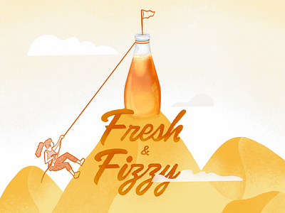 Fresh & Fizzy Kombucha bottle cloud drink hike inktober inktober2020 kombucha landscape lettering mountain procreate procreate art