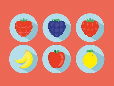 Flat Fruits Icons