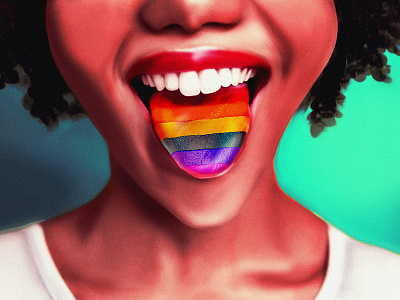 Rainbow mood afro art digital face happy illustration lgbt lips portrait rainbow smile teeth tongue