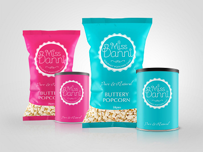 Miss Danni Popcorn Packages gourmet gourmet package package package design popcorn logo popcorn package
