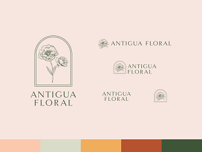 Antigua Floral - Logo Variations branding design flat floral hand drawn identity illustration linework logo minimal redesign vector wedding
