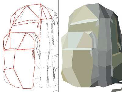 Polygon Backpack Illustration progress