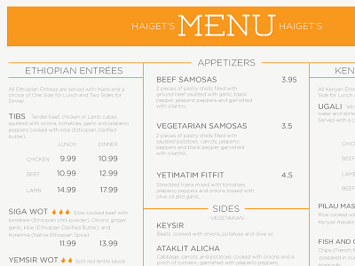 Haiget's Menu - Initial Design