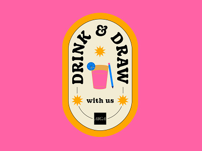 Drink and Draw badge colorful design digital illustration digitalart drink graphic design illustration illustrator linework logo vector