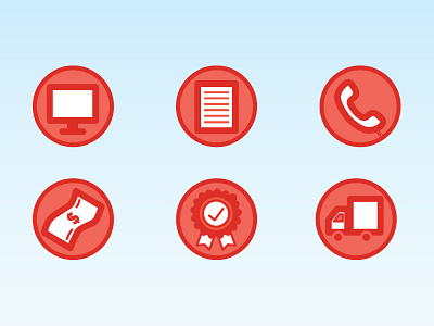 Feature icons badge feature icons money phone quality red truck