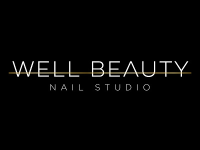 Well Beauty Nail Studio Logo black and white branding gold logo nail salon