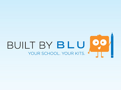 Built by BLU logo and character branding character logo pencil school school kits