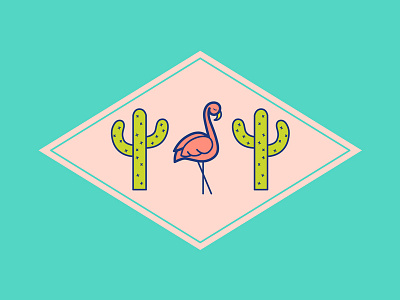 Midcentury Modern Inspired Oasis - Palm Springs Vibes cactus desert flamingo illustration midcentury modern oasis palm springs