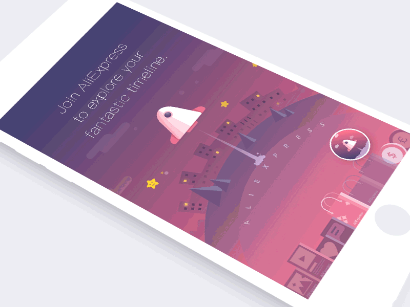 Time Machine android animation app gif icon illustration ios principle rocket sketch star timeline