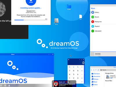 dreamOS - OS UI Mockup inspired from Material Design material design material design 2 operating system os ui ui ux design