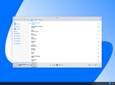 dreamOS Music App Redesigned app blue blue and white design material design material design 2 mockup music app operating system os ui