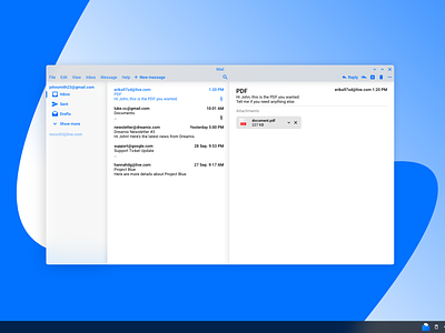 dreamOS Mail App Mockup app blue blue and white design material design material design 2 operating system os ui ui ux design