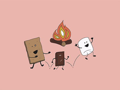 Campfire Crew campfire chocolate cute illustration graham cracker kids illustration marshmallow merchandise design