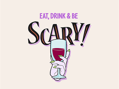 Eat, Drink & Be Scary Witch art licensing available to license halloween wine witch