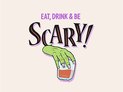 Eat, Drink & Be Scary Zombie art licensing available to license halloween whiskey zombie