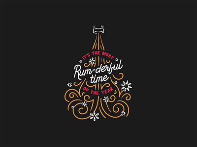 It's the Most Rum-derful Time of the Year christmas christmas tree holiday most wonderful time of the year rum snowflake typography