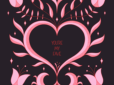 You're My Fave adobe fresco art licensing available to license galentine graphic design greeting card hand lettered hand lettering illustration ipad artist lettered lettering valentine vintage inspired