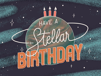 Have a Stellar Birthday adobe fresco art licensing available to license birthday greeting card greeting card design hand lettered hand lettering happy birthday illustration lettered lettering