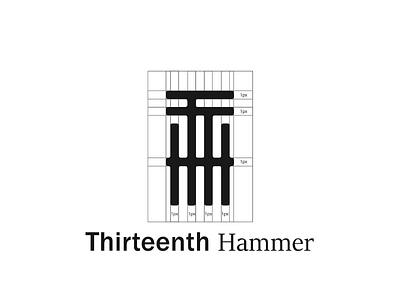 Thirteenth Hammer (for sale) branding custom logo feminim logo fibonacci golden ratio logo branding logo grid logo grid system logo letter head logo type minimalist logo negative space