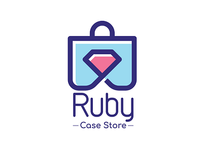 Ruby Case Store brand branding feminim logo illustration logo branding minimalist monogram logo stationery store