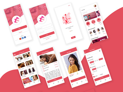 beauty parlour mob app design beautyparlor branding illustration mobile app ui uidesign uiux