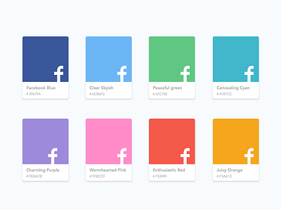 What if Facebook color can be customized? bright cards color palette color scheme colorful facebook fresh palette pantone swatches ui