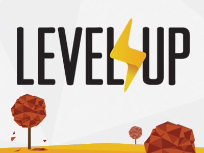 Level Up announcement bolt branding conference design development geometric illustration level lightning up website