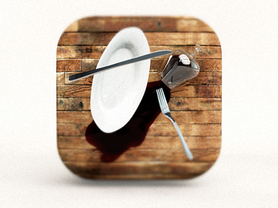 Accident App Icon app app icon cutlery falling fork icon ios ios7 knife plate wine wood