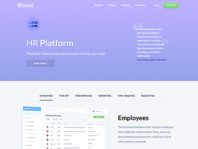 Employees Page benefits hr humi payroll
