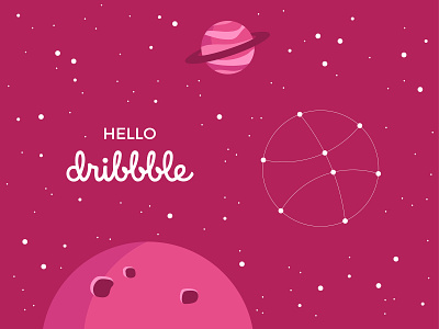 The Dribbble universe debut flat design hello illustration